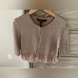 BCBG Sequin Crop Cardigan XS
